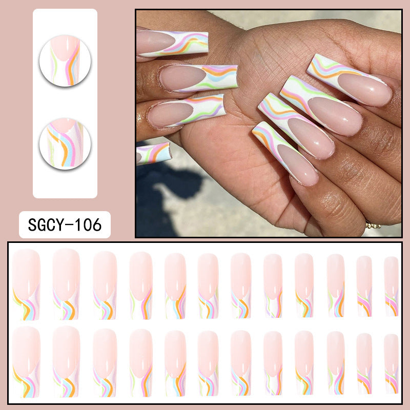 Long Pointed Gradient Nails - Blooming Electroplated Tips