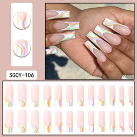 Long Pointed Gradient Nails - Blooming Electroplated Tips
