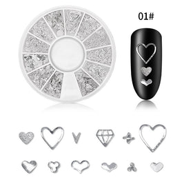 Professional Nail Art Sequins - Silver Rivet Xingyue 12 Grid Kit