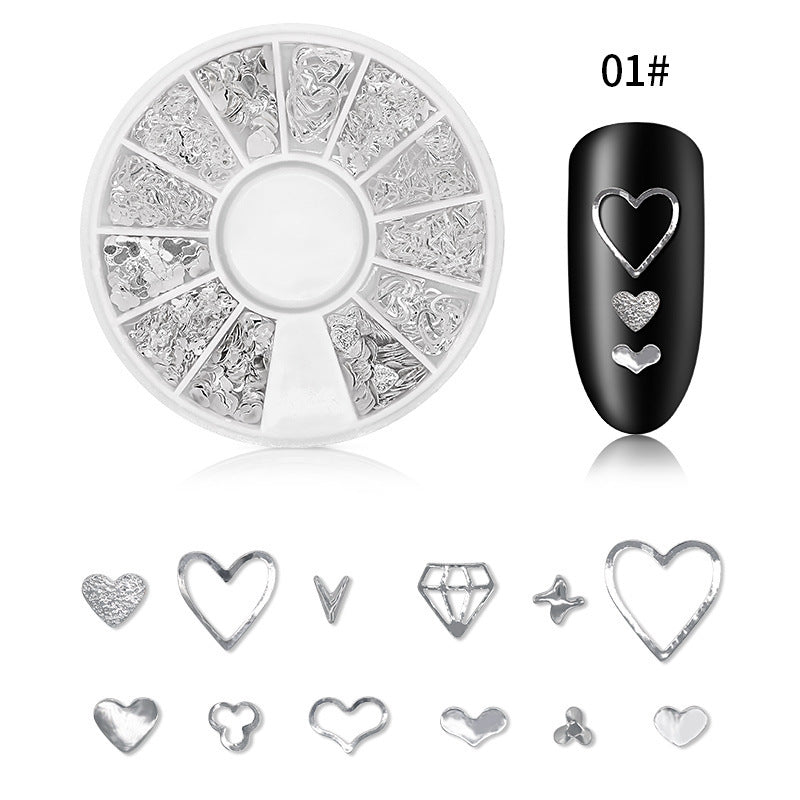 Professional Nail Art Sequins - Silver Rivet Xingyue 12 Grid Kit