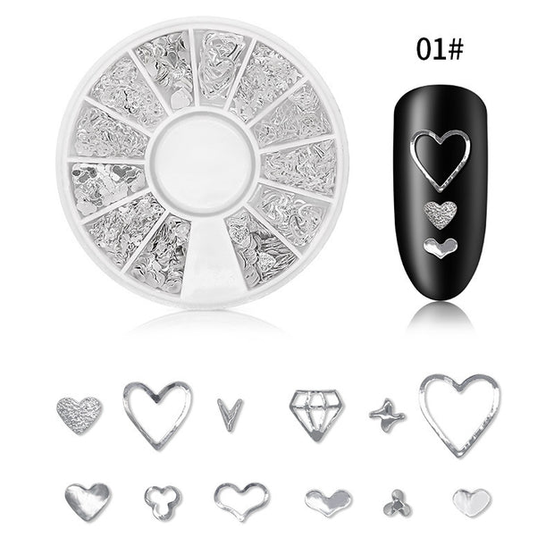 Professional Nail Art Sequins - Silver Rivet Xingyue 12 Grid Kit