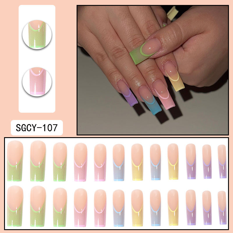 Long Pointed Gradient Nails - Blooming Electroplated Tips