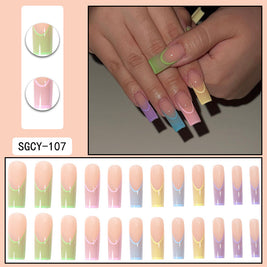 Long Pointed Gradient Nails - Blooming Electroplated Tips