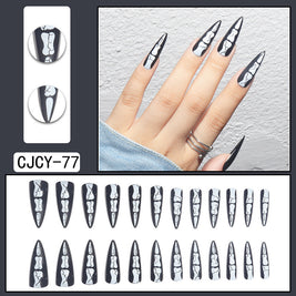 Long Pointed Gradient Nails - Blooming Electroplated Tips