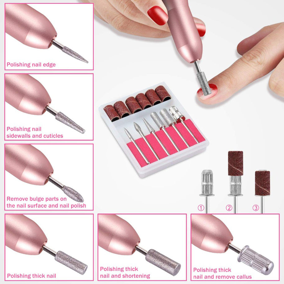 Professional Electric Nail Drill - 3-Speed Adjustable USB Charging Mill Cutter