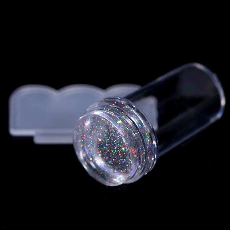 Transparent Nail Stamp Laser Seal – Colorful Handle Magic Printing Tool