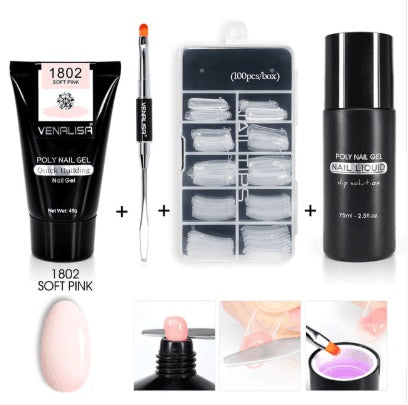 Professional Nail Gel Polish Kit - 100 Tips + Builder Gel Included