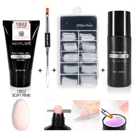 Professional Nail Gel Polish Kit - 100 Tips + Builder Gel Included