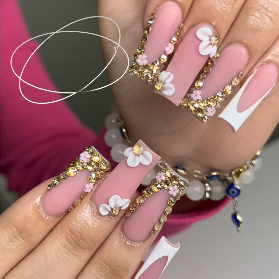 Starry Sky Short Square Nail Tips - European Square Press On Nails