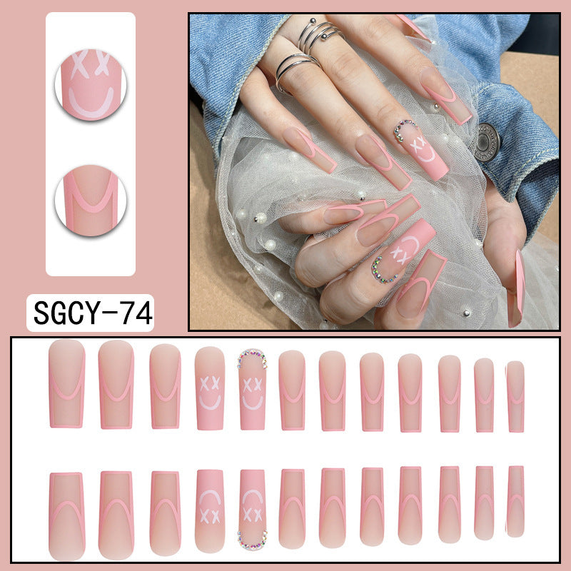 Long Pointed Gradient Nails - Blooming Electroplated Tips