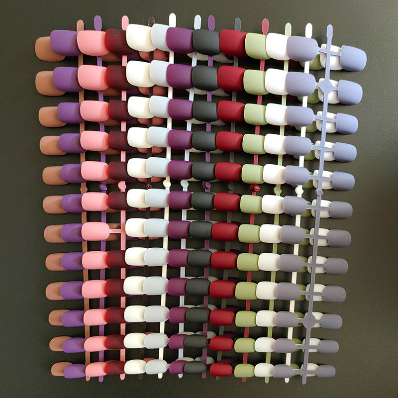 Starry Sky Matte Nails - Short Round Fake Nail Set