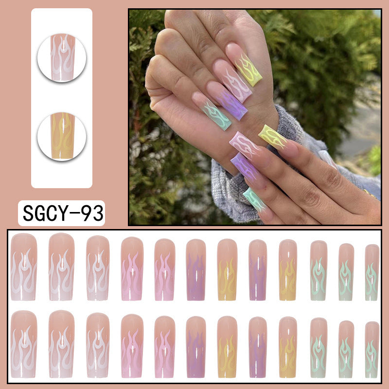 Long Pointed Gradient Nails - Blooming Electroplated Tips