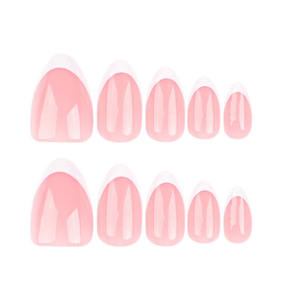 Classic French White Nail Tips - Short Pointed Press-On Set