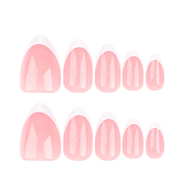 Classic French White Nail Tips - Short Pointed Press-On Set