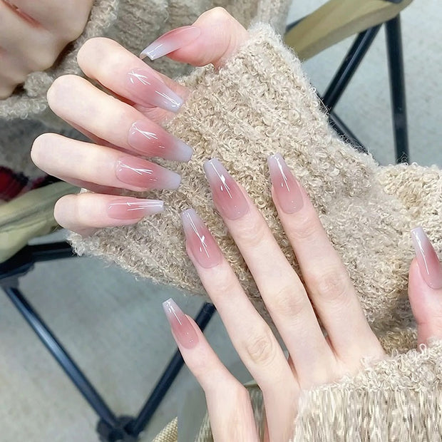 Blush Gradient Nude Nails - Sweet Tea Color Press-On Tips
