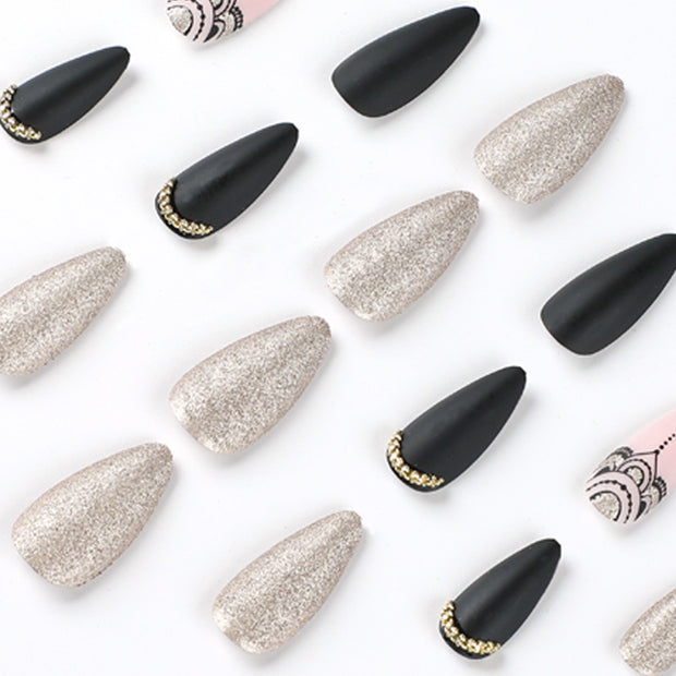 European Style Glitter Nails - Medium Length Drop Tips
