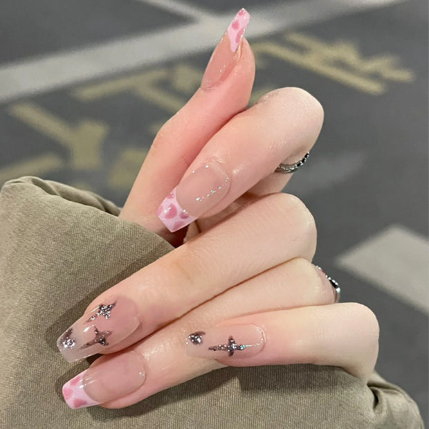 French Leopard & Starry Style  Press On Nails 