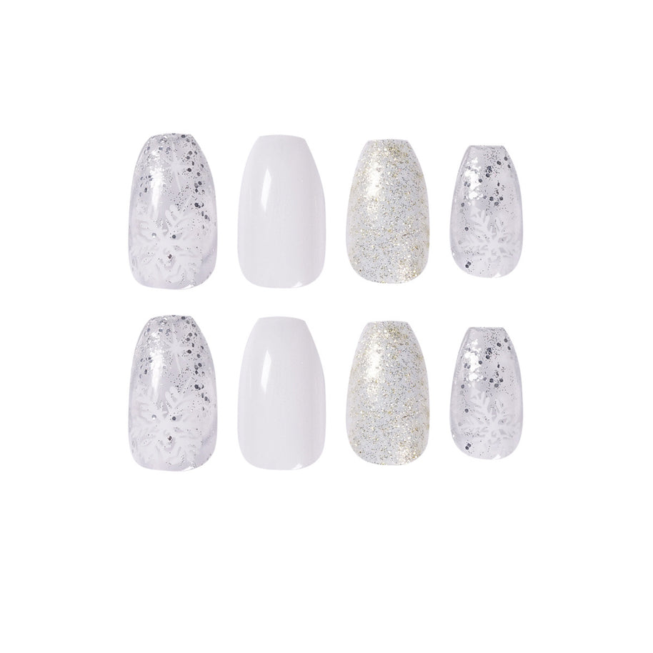 Ice Glitter Ballet Nails - 24pc Short False Nail Set
