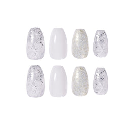 Ice Glitter Ballet Nails - 24pc Short False Nail Set
