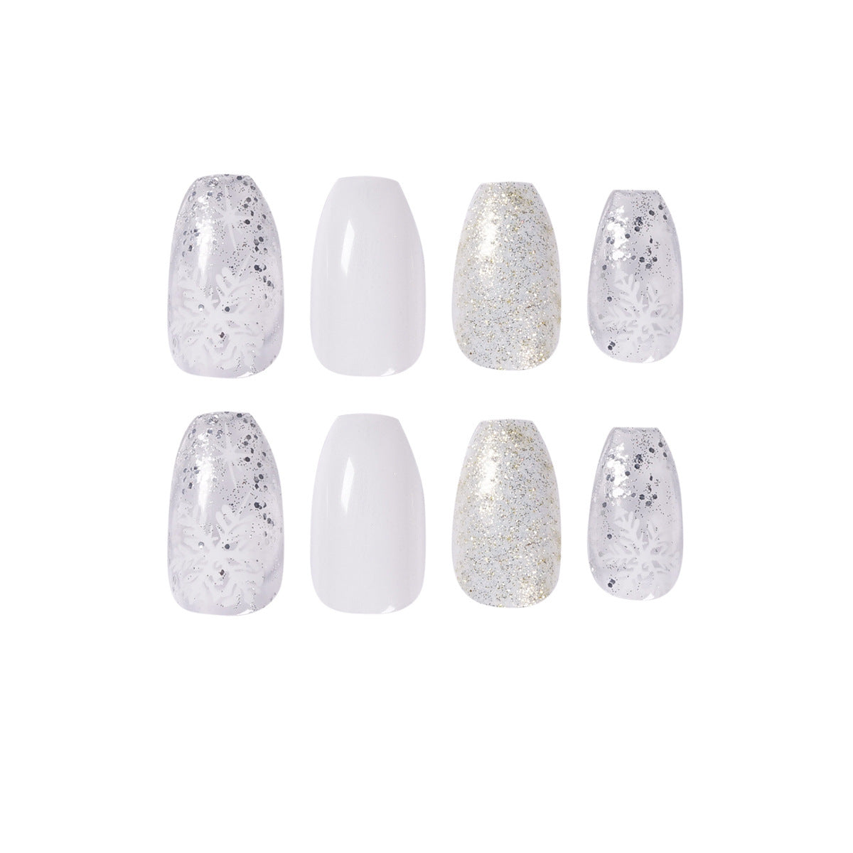 Ice Glitter Ballet Nails - 24pc Short False Nail Set
