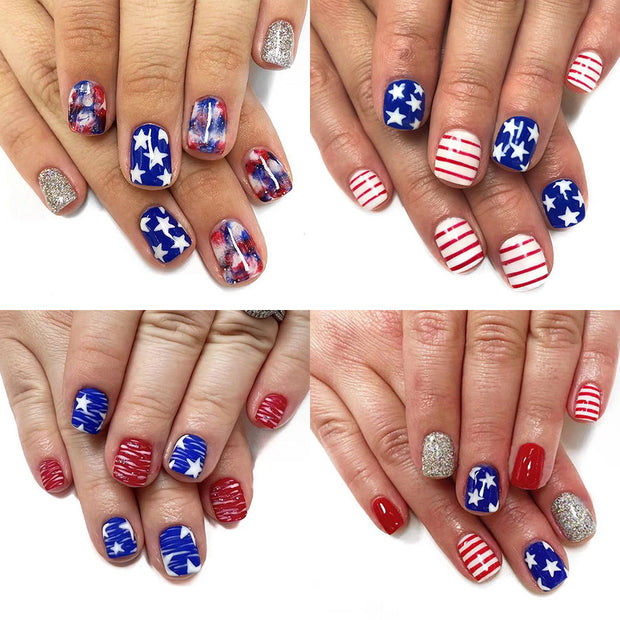 Independence Day Nails - Glitter Red & Blue Combo
