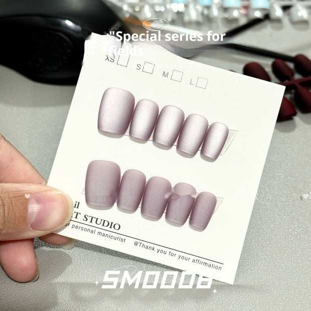 Letter Diary Cat Eye Nails - Frosted Velvet Press On Set
