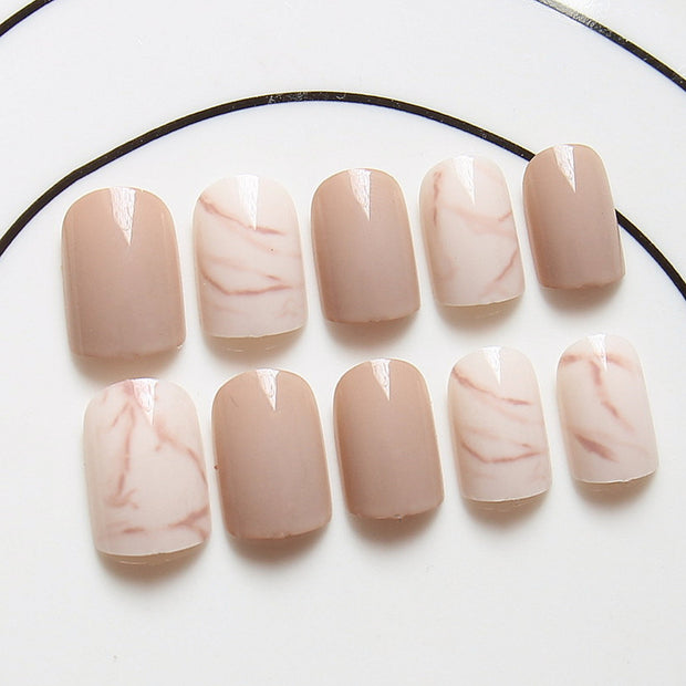 Light Khaki Smudge Nails - 24PC Press-On Manicure Set
