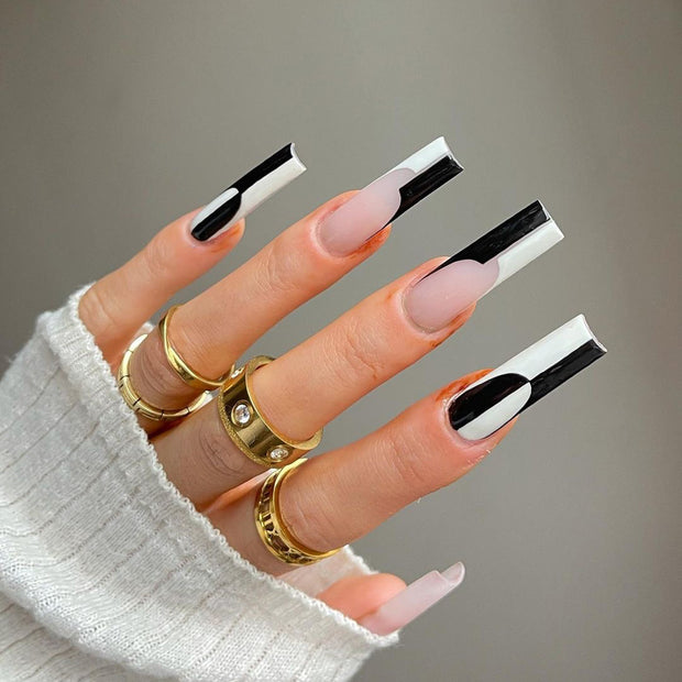 Minimalist Fake Nails - 24PC Monochrome Manicure Set
