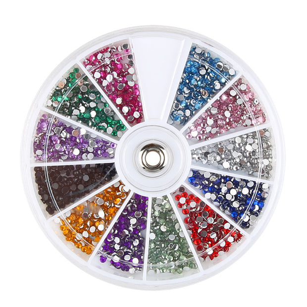 Multi-Use Nail Rhinestones – 12 Vibrant Colors for Gel, Acrylic & Crafts
