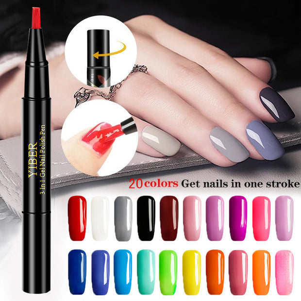 Multicolor Nail Art Pens - 5pc 3-in-1 Polish & Glue Set
