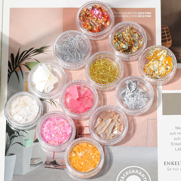 Nail Decoration Foil Set - Gold, Silver & Colored Tin Foils for Manicures
