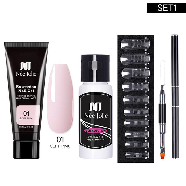 Nail Extension Glue Kit – Phototherapy Gel + Brush + Fake Film
