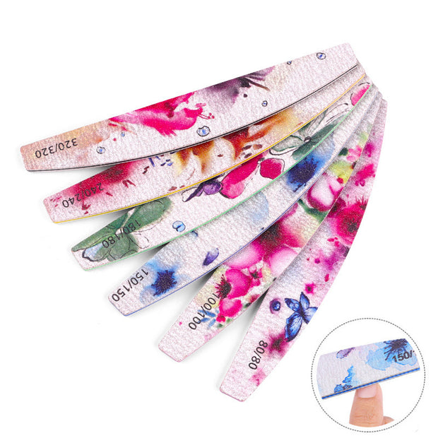 Nail Rubbing Strips for Manicures – 6-Piece Flower Design PS Nail Buffers
