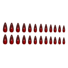 Wine Red Cat Eye Almond Nails - Removable Press On Nail Set