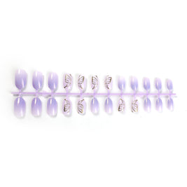 Purple Cat's Eye Nails - 3D Golden Butterfly Design