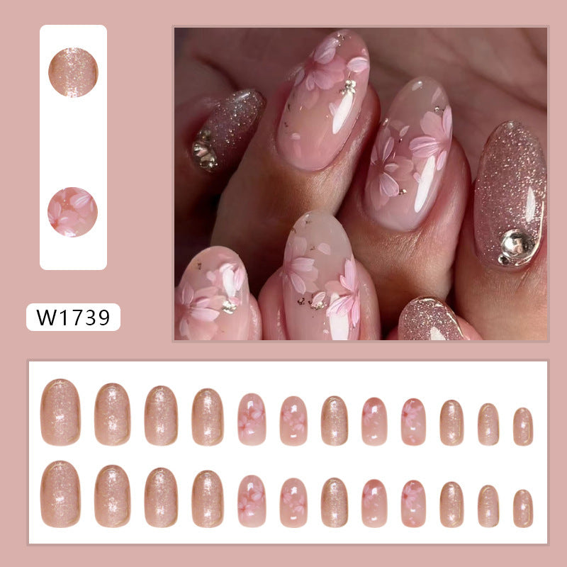 Floral Oval Press On Nails - 24pc Wearable Manicure Set