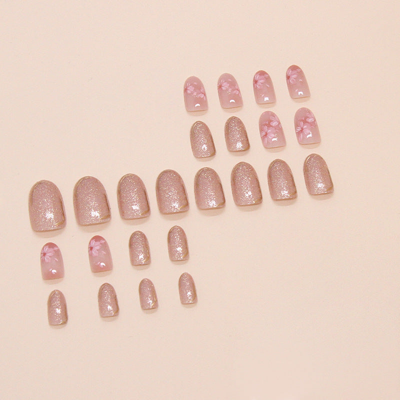 Floral Oval Press On Nails - 24pc Wearable Manicure Set