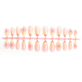Handmade Almond Nails - Pinch Flower Marble Nail Tips