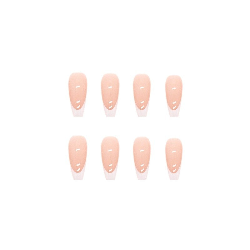 Chinese Style French White Nails - Love Pattern Medium Tips