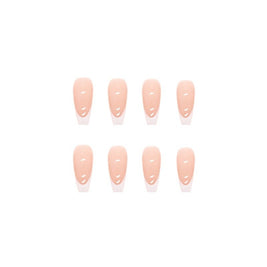 Chinese Style French White Nails - Love Pattern Medium Tips