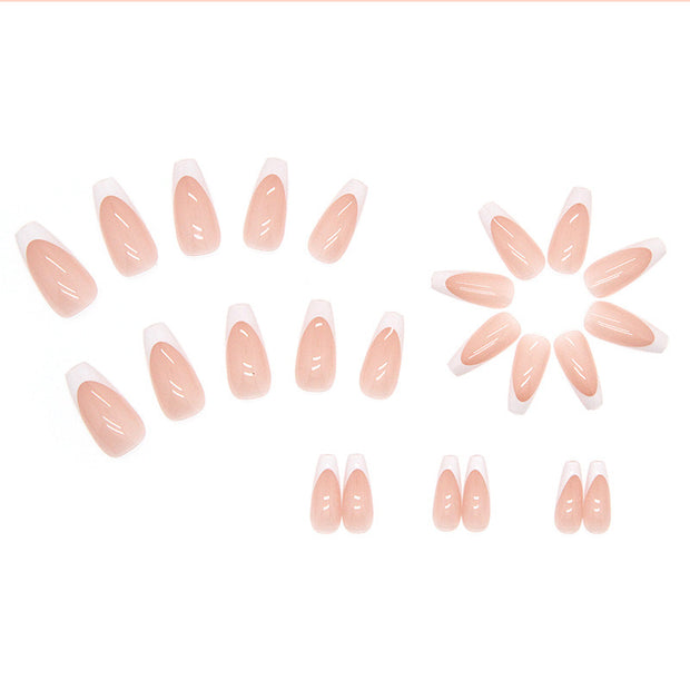 Chinese Style French White Nails - Love Pattern Medium Tips