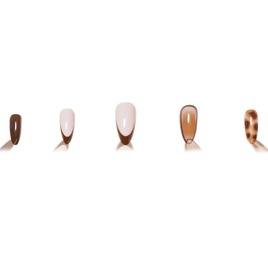 Peach Gradient Almond Nails - Leopard Print Wearable Nail Set