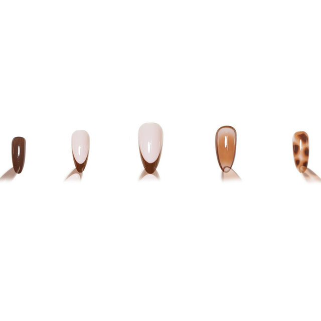 Peach Gradient Almond Nails - Leopard Print Wearable Nail Set