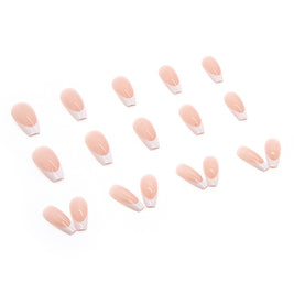Chinese Style French White Nails - Love Pattern Medium Tips