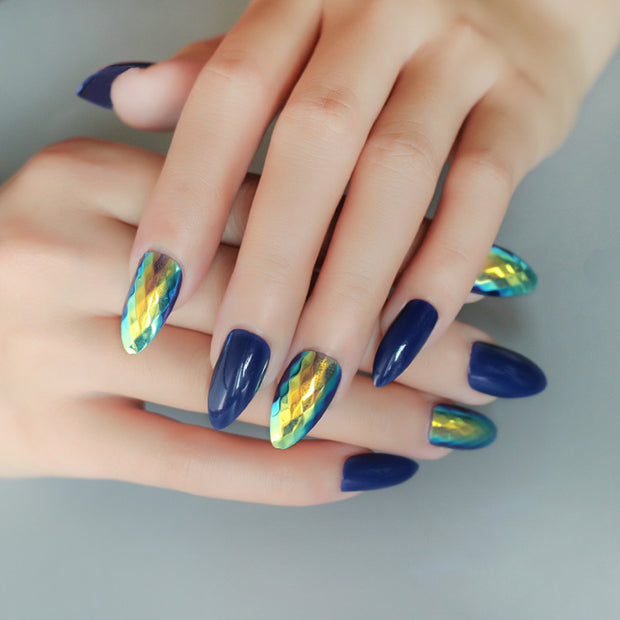 Oval False Nails - 24pcs Solid Color Wearable Nail Set