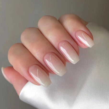 Pink & White Nail Sequins - Mid-Length Press-On Set
