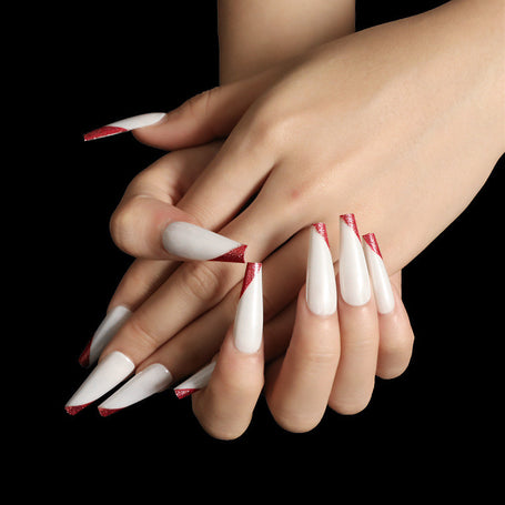 Rose Gold Ballet Press On Nails - 24pc Long French Manicure Set
