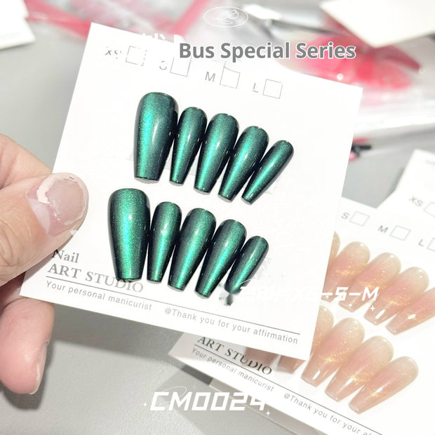 Solid Color Cat Eye Nail Tips - Cool Chameleon Effect
