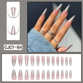 Long Pointed Gradient Nails - Blooming Electroplated Tips