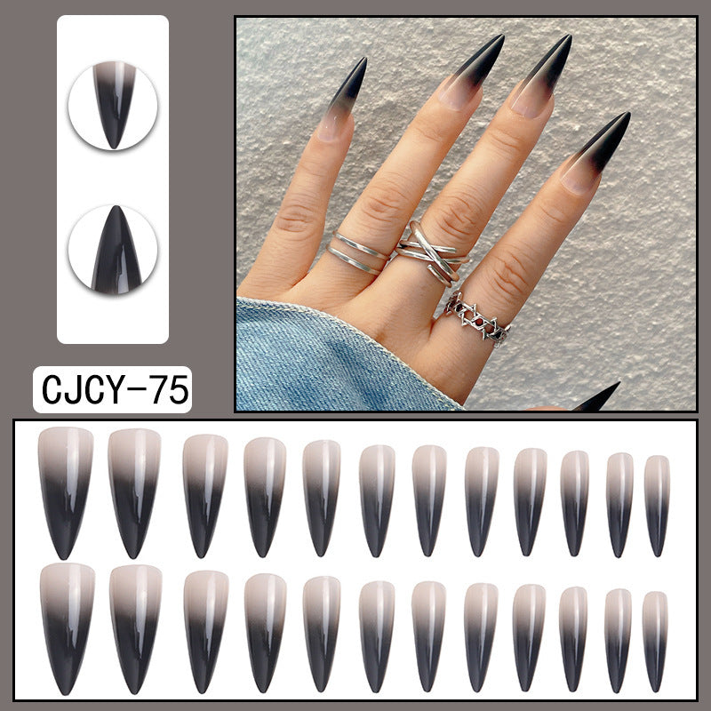 Long Pointed Gradient Nails - Blooming Electroplated Tips
